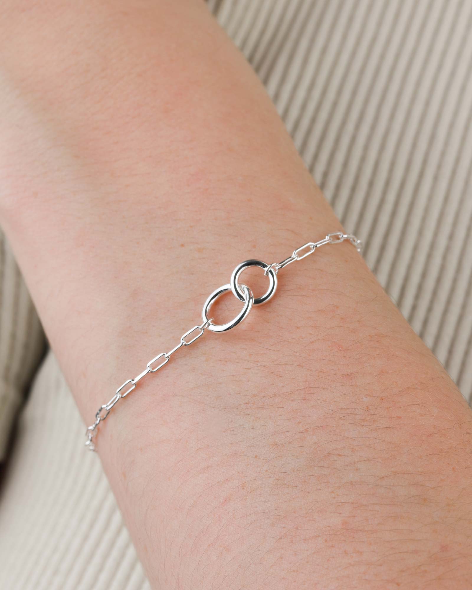 Tashi-Paperclip Two Ring Bracelet-Bracelets-Sterling Silver-Blue Ruby Jewellery-Vancouver Canada