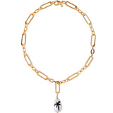 Paradise Palm Necklace-Necklaces-Martha Calvo-14k Gold Plated, Freshwater Pearls-Blue Ruby Jewellery-Vancouver-Canada