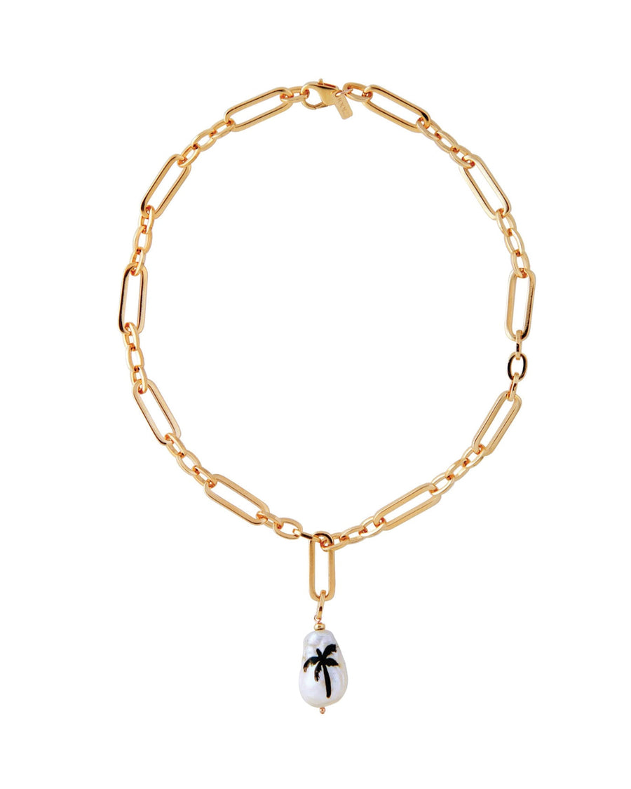 Paradise Palm Necklace-Necklaces-Martha Calvo-14k Gold Plated, Freshwater Pearls-Blue Ruby Jewellery-Vancouver-Canada