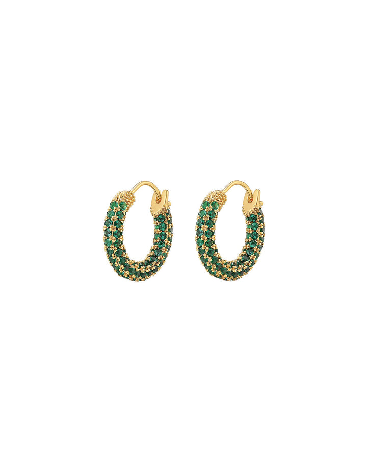 Luv AJ-Pave Amalfi Hoops-Earrings-18k Gold Plated, Emerald Green Cubic Zirconia-Blue Ruby Jewellery-Vancouver Canada