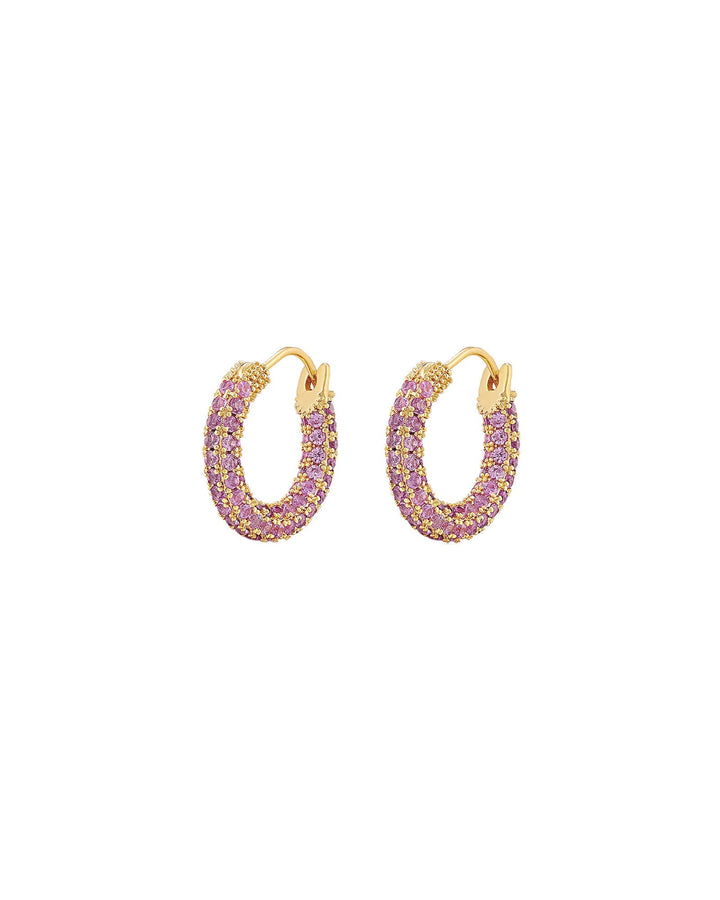 Luv AJ-Pave Amalfi Hoops-Earrings-18k Gold Plated, Pink Cubic Zirconia-Blue Ruby Jewellery-Vancouver Canada
