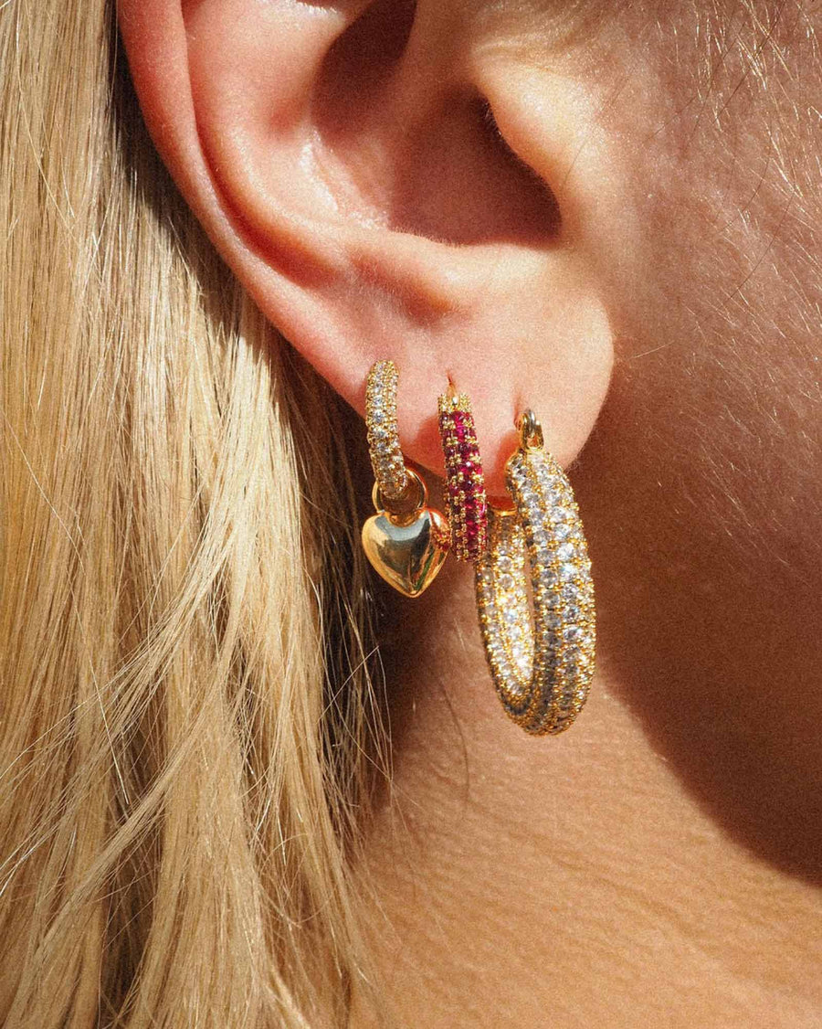 Luv AJ-Pave Amalfi Hoops-Earrings-18k Gold Plated, Ruby Red Cubic Zirconia-Blue Ruby Jewellery-Vancouver Canada