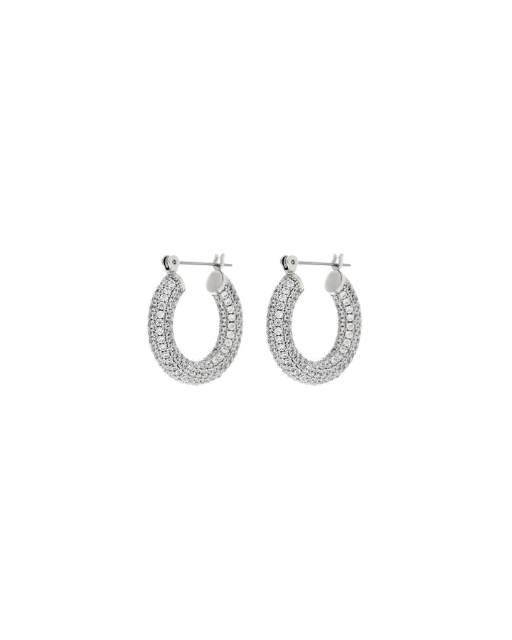 Luv AJ-Pave Baby Amalfi Hoops-Earrings-Sterling Silver Plated, Cubic Zirconia-Blue Ruby Jewellery-Vancouver Canada