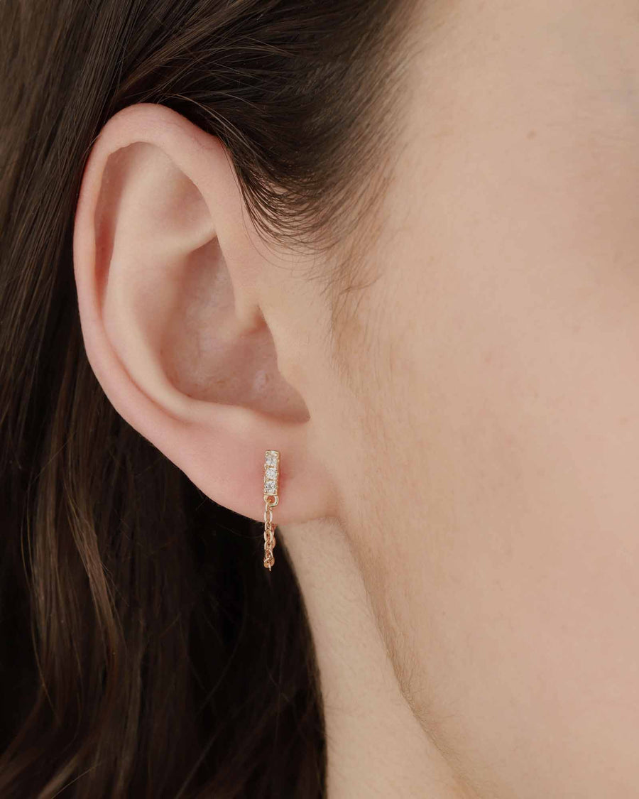 Kris Nations-Pavé Bar Chain Stud Earrings-Earrings-18k Gold Vermeil, Cubic Zirconia-Blue Ruby Jewellery-Vancouver Canada