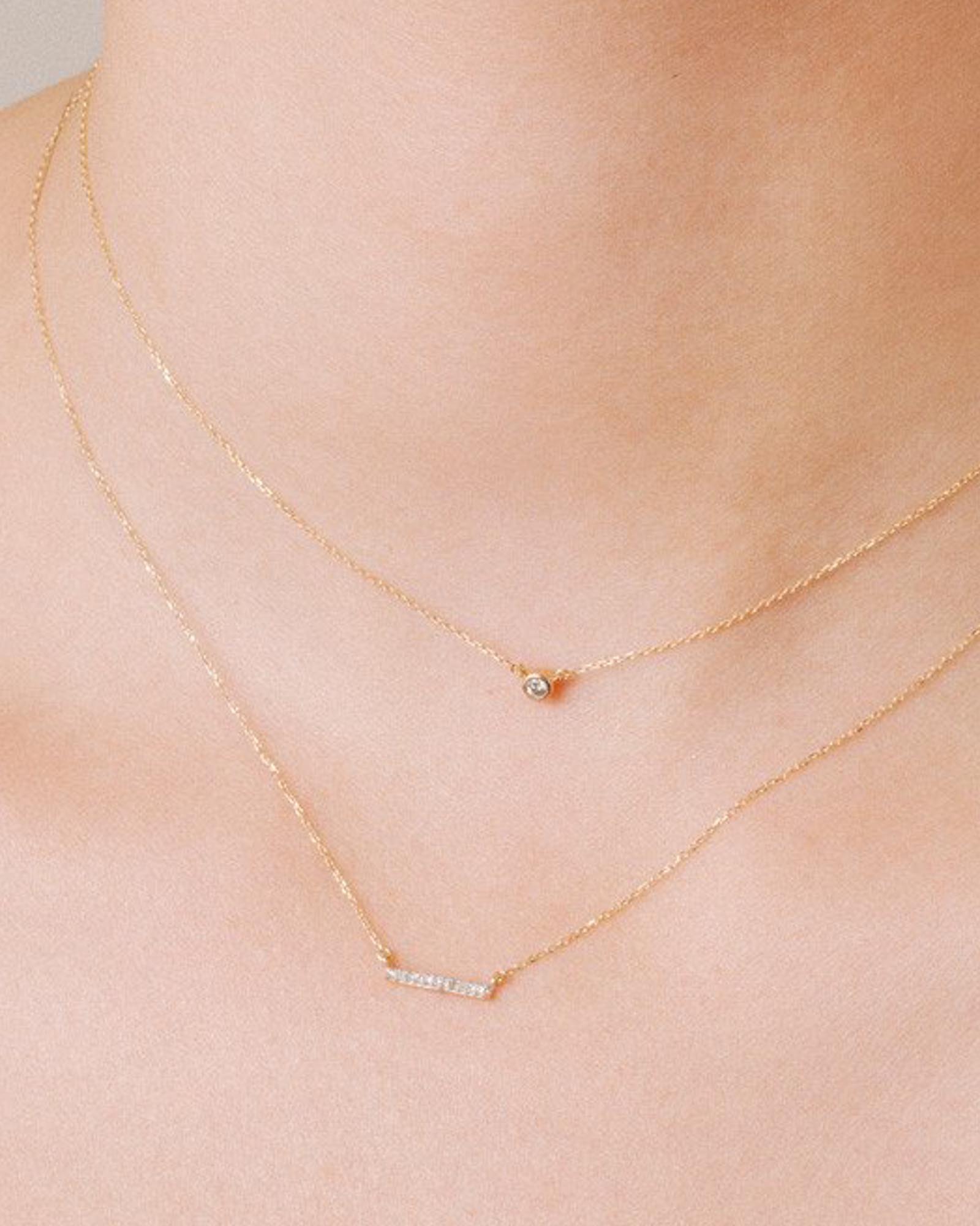 Adina Reyter-Pavé Bar Necklace-Necklaces-14k Yellow Gold, Diamond-Blue Ruby Jewellery-Vancouver Canada