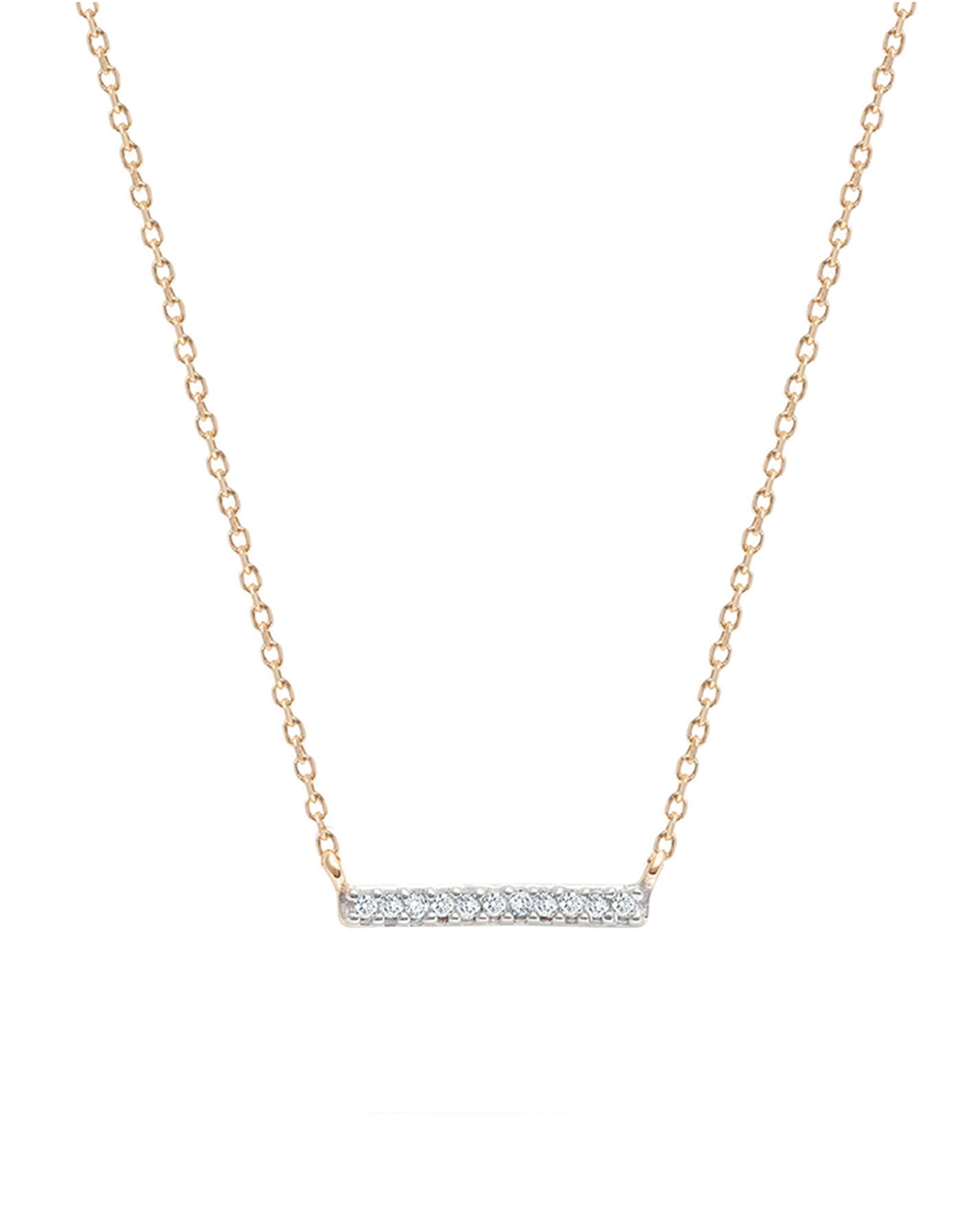 Adina Reyter-Pavé Bar Necklace-Necklaces-14k Yellow Gold, Diamond-Blue Ruby Jewellery-Vancouver Canada