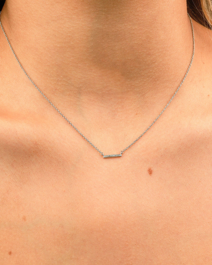 Adina Reyter-Pavé Bar Necklace-Necklaces-Sterling Silver, Diamond-Blue Ruby Jewellery-Vancouver Canada