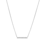 Quiet Icon-Pave Bar Necklace-Necklaces-Rhodium Plated Sterling Silver, Cubic Zirconia-Blue Ruby Jewellery-Vancouver Canada