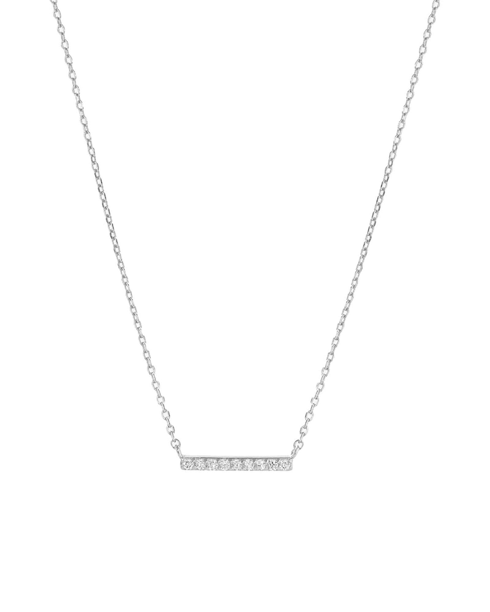 Quiet Icon-Pave Bar Necklace-Necklaces-Rhodium Plated Sterling Silver, Cubic Zirconia-Blue Ruby Jewellery-Vancouver Canada