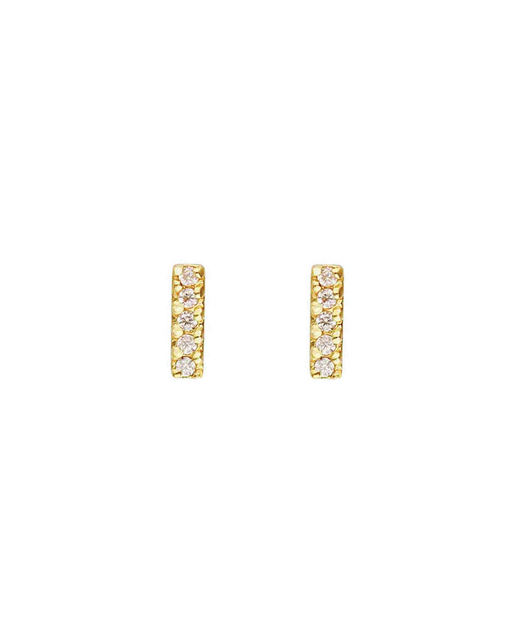 Tashi-Pavé Bar Studs-Earrings-14k Gold Vermeil, Cubic Zirconia-Blue Ruby Jewellery-Vancouver Canada