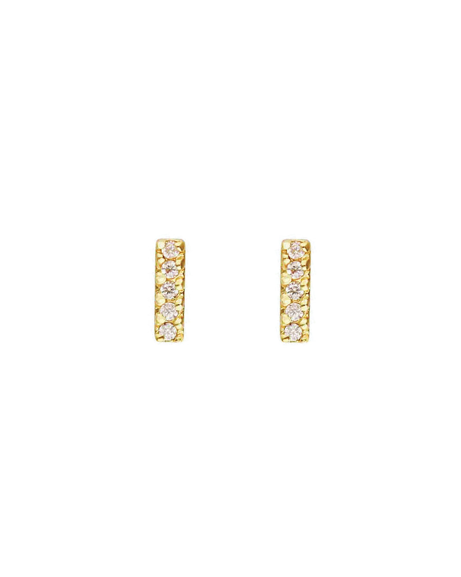 Tashi-Pavé Bar Studs-Earrings-14k Gold Vermeil, Cubic Zirconia-Blue Ruby Jewellery-Vancouver Canada