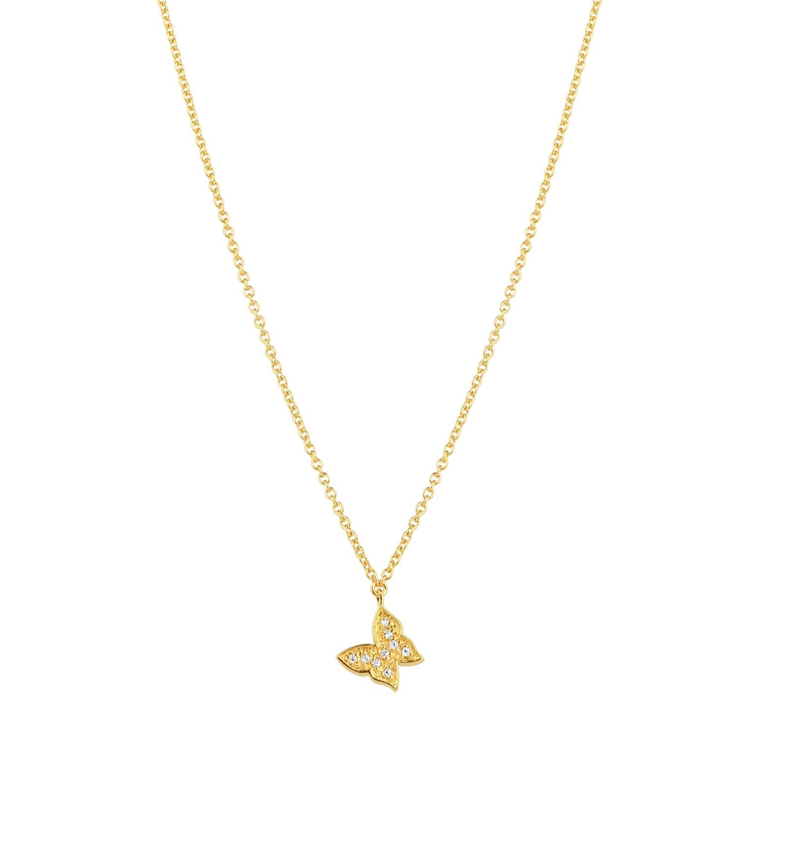 Tashi-Pavé Butterfly Necklace-Necklaces-14k Gold Vermeil, Cubic Zirconia-Butterfly-Blue Ruby Jewellery-Vancouver Canada