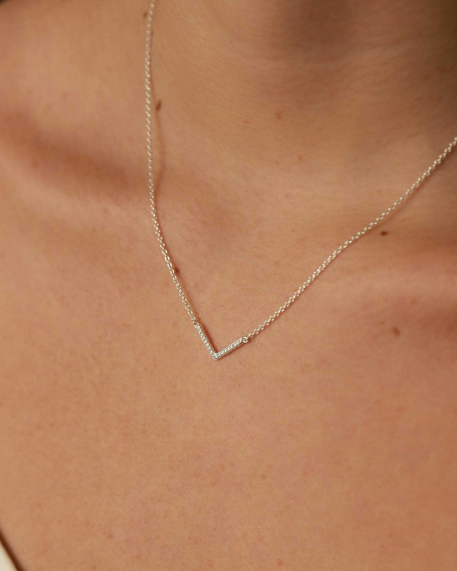 Tashi-Pavé Chevron Necklace-Necklaces-Sterling Silver, Cubic Zirconia-Chevron-Blue Ruby Jewellery-Vancouver Canada