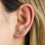 Valley of the Fine-Pavé Cross Stud-Earrings-10k Yellow Gold, Cubic Zirconia-Blue Ruby Jewellery-Vancouver Canada