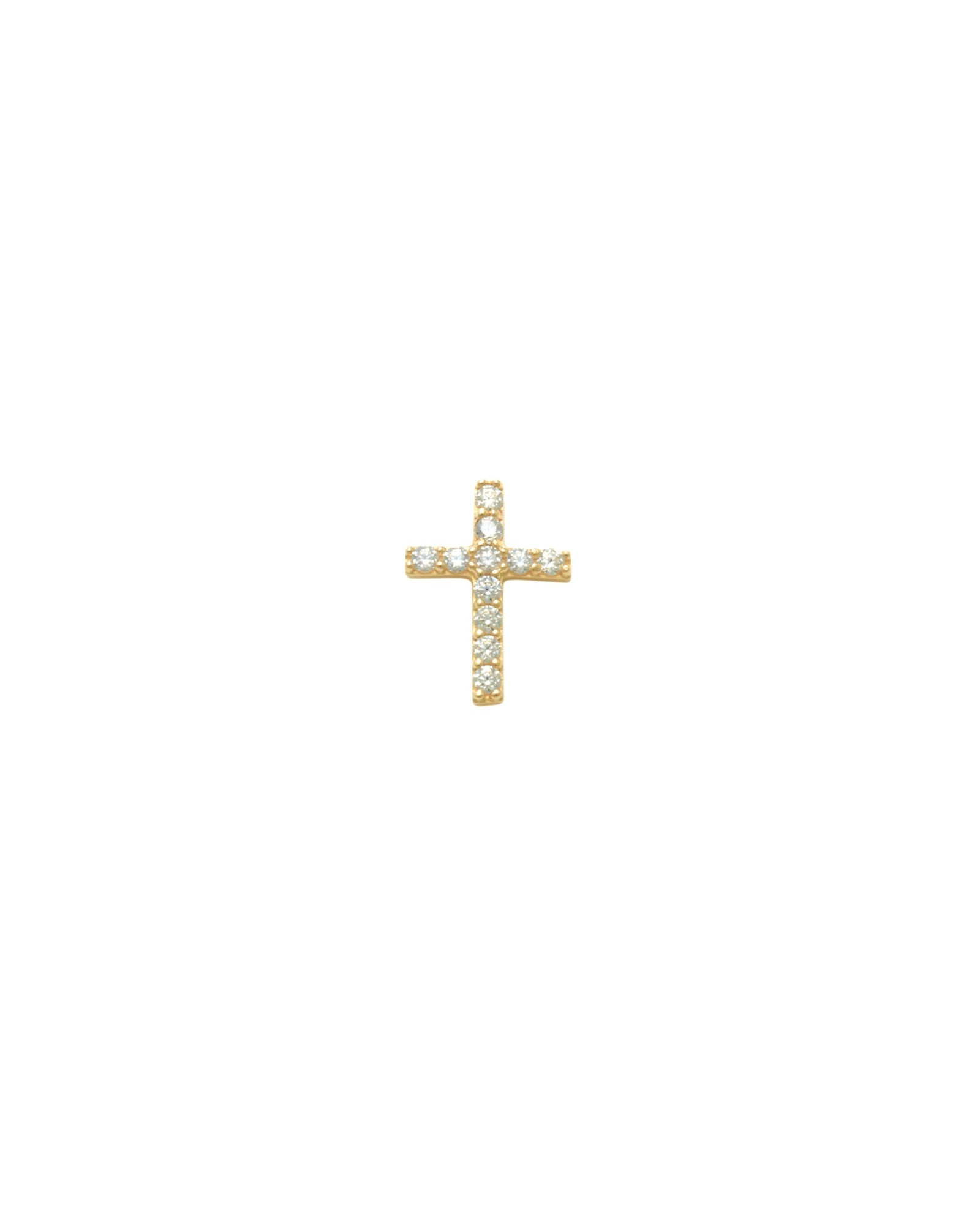 Valley of the Fine-Pavé Cross Stud-Earrings-10k Yellow Gold, Cubic Zirconia-Blue Ruby Jewellery-Vancouver Canada