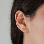 Tashi-Pavé Curve Climbers-Earrings-14k Gold Vermeil, Cubic Zirconia-Blue Ruby Jewellery-Vancouver Canada