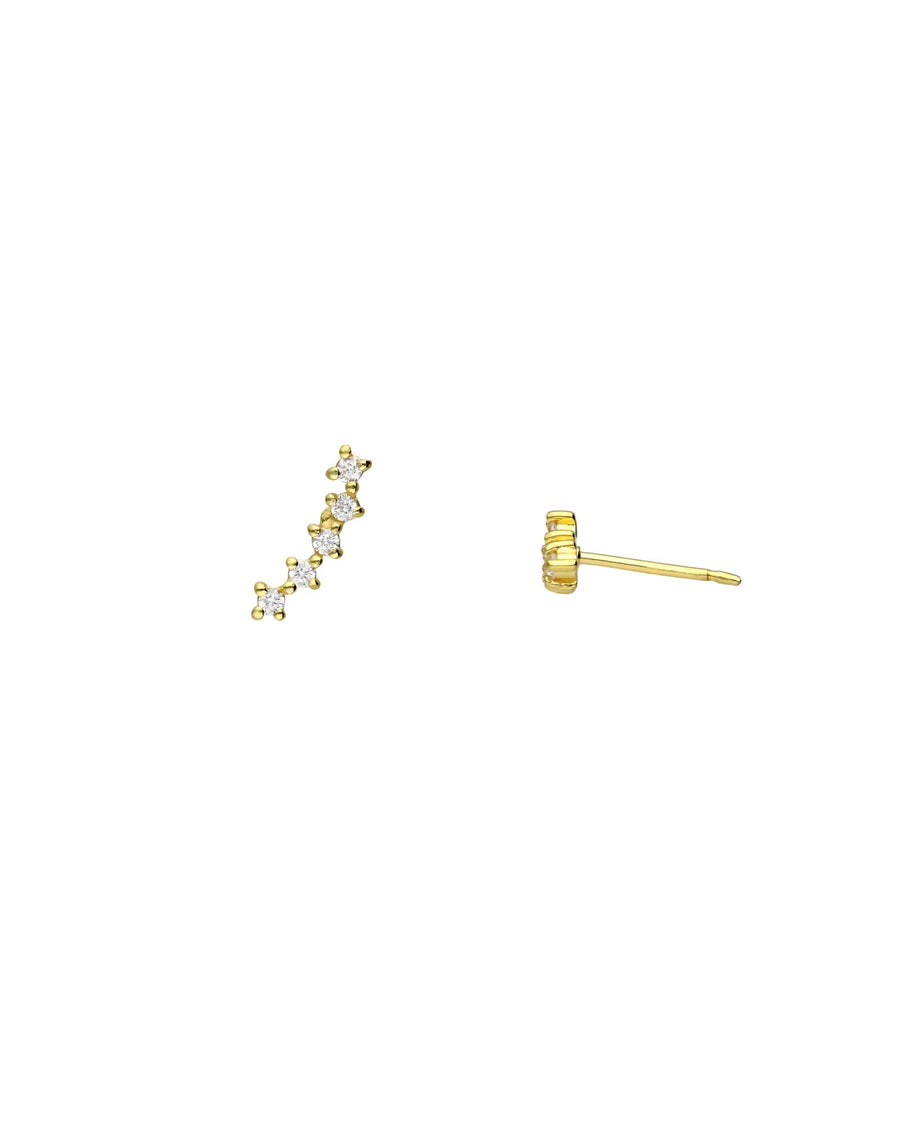 Tashi-Pavé Curve Climbers-Earrings-14k Gold Vermeil, Cubic Zirconia-Blue Ruby Jewellery-Vancouver Canada