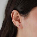 Tashi-Pavé Curve Climbers-Earrings-Sterling Silver, Cubic Zirconia-Blue Ruby Jewellery-Vancouver Canada