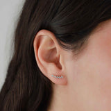 Tashi-Pavé Curve Climbers-Earrings-Sterling Silver, Cubic Zirconia-Blue Ruby Jewellery-Vancouver Canada