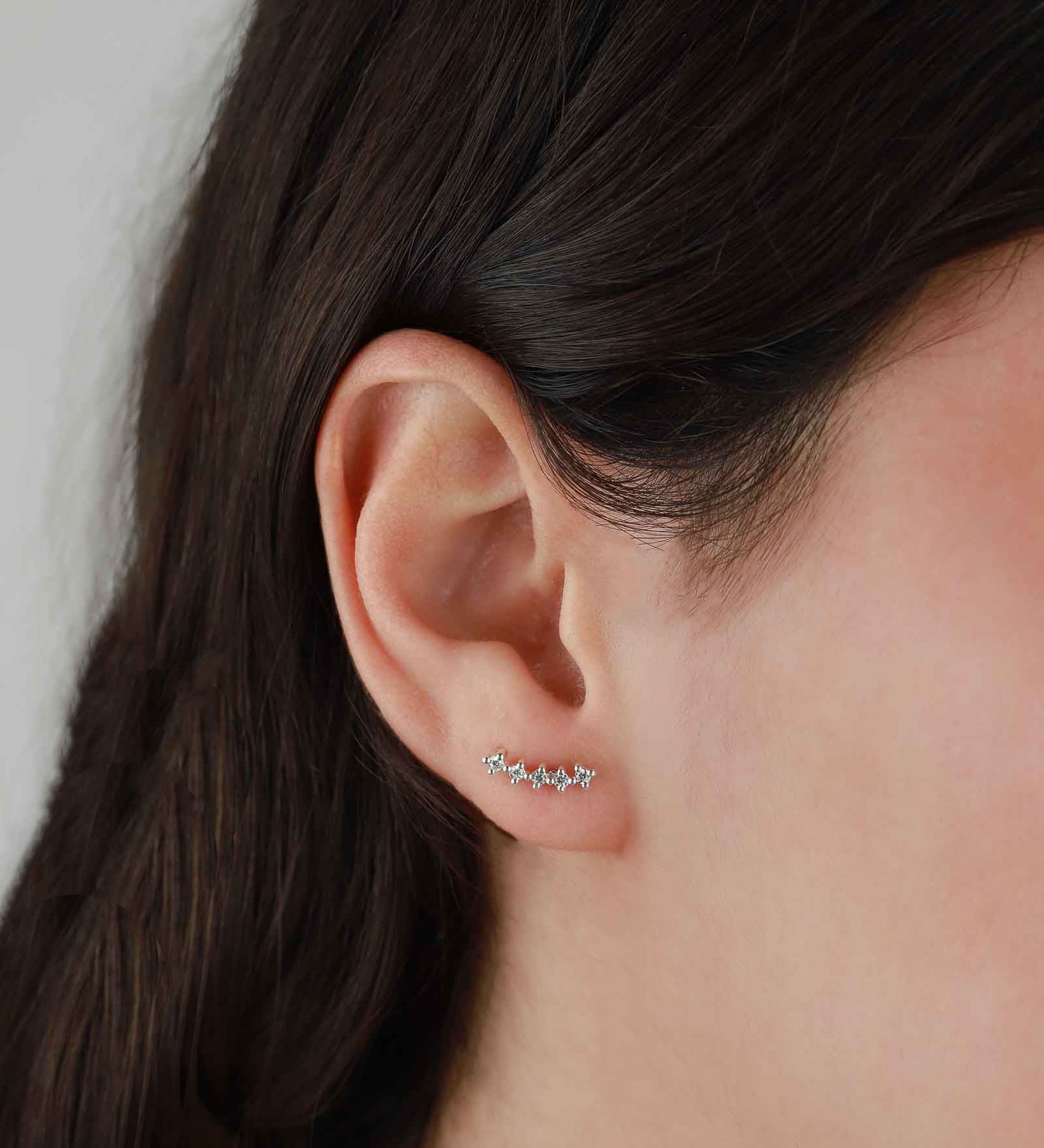Tashi-Pavé Curve Climbers-Earrings-Sterling Silver, Cubic Zirconia-Blue Ruby Jewellery-Vancouver Canada