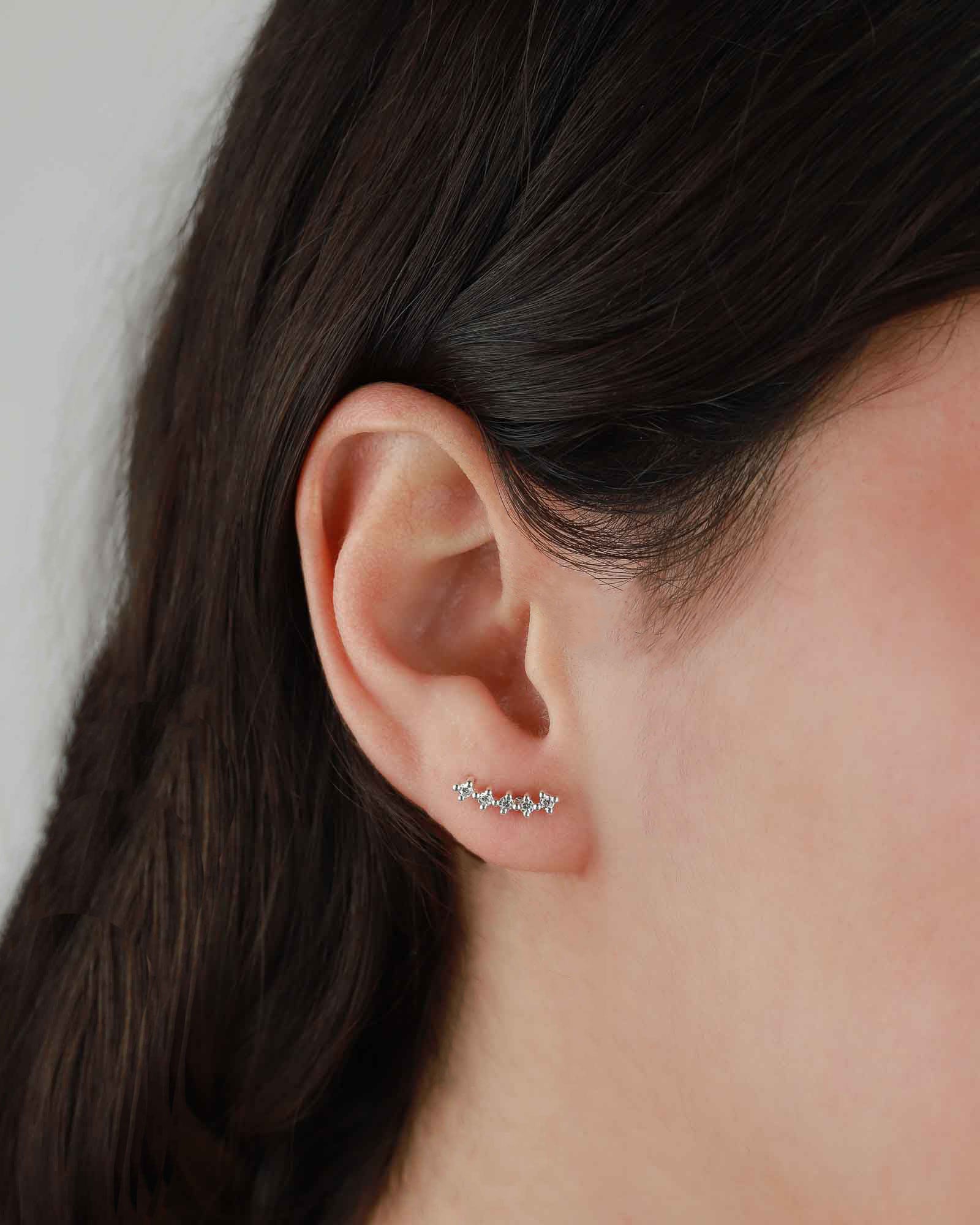 Tashi-Pavé Curve Climbers-Earrings-Sterling Silver, Cubic Zirconia-Blue Ruby Jewellery-Vancouver Canada