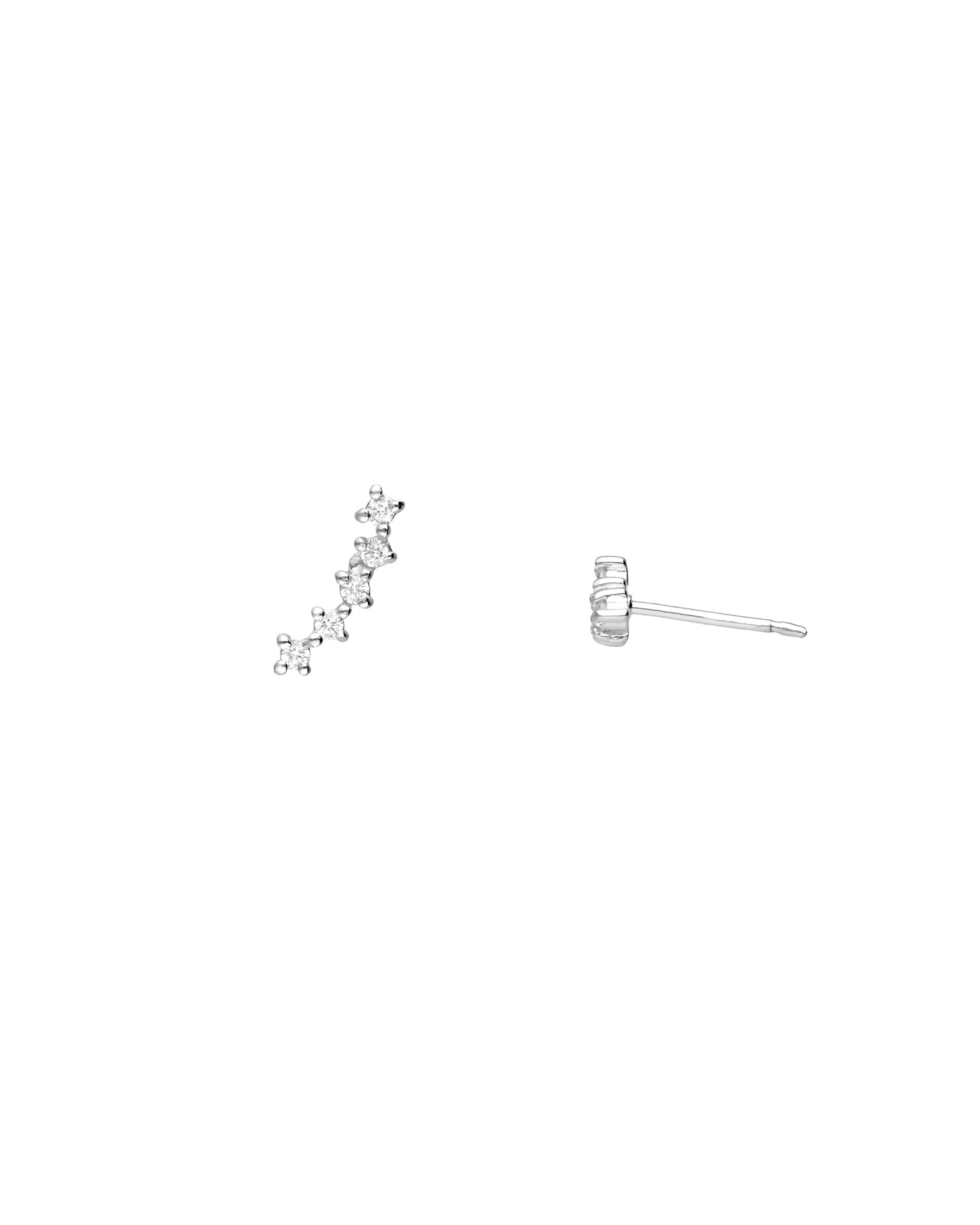 Tashi-Pavé Curve Climbers-Earrings-Sterling Silver, Cubic Zirconia-Blue Ruby Jewellery-Vancouver Canada