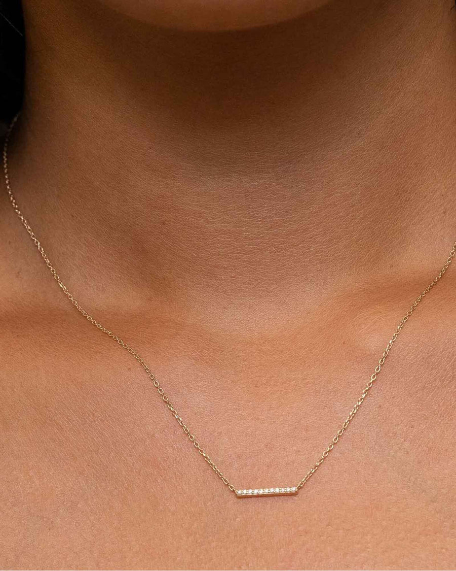 Quiet Icon-Pavé CZ Bar Necklace-Necklaces-14k Gold Vermeil, Cubic Zirconia-Blue Ruby Jewellery-Vancouver Canada