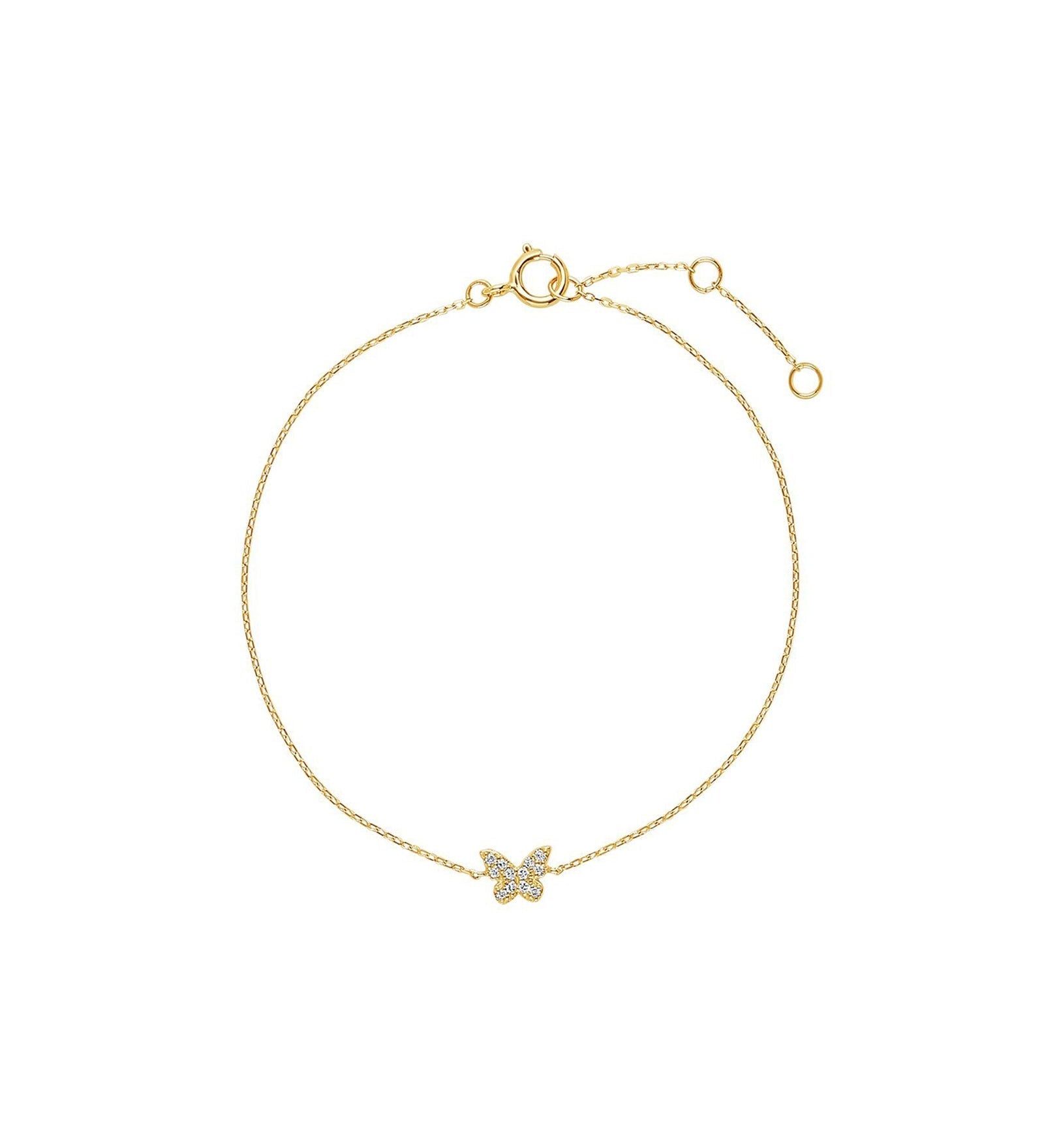 Quiet Icon-Pavé CZ Butterfly Bracelet-Bracelets-14k Gold Vermeil, Cubic Zirconia-Blue Ruby Jewellery-Vancouver Canada