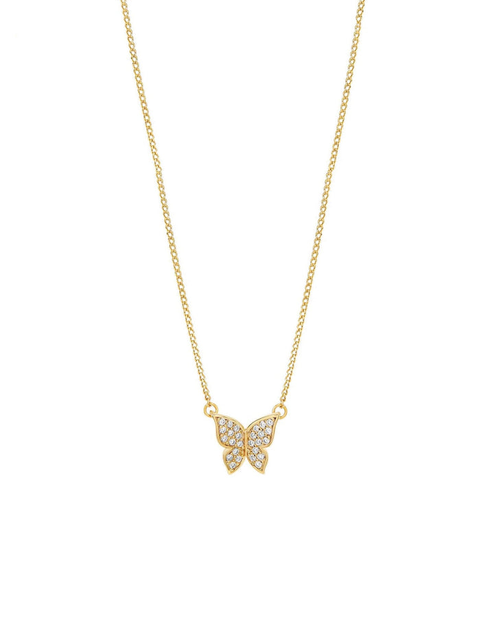Quiet Icon-Pavé CZ Butterfly Necklace-Necklaces-14k Gold Vermeil, Cubic Zirconia-Blue Ruby Jewellery-Vancouver Canada