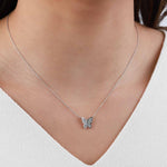 Quiet Icon-Pavé CZ Butterfly Necklace-Necklaces-Rhodium Plated Sterling Silver, Cubic Zirconia-Blue Ruby Jewellery-Vancouver Canada
