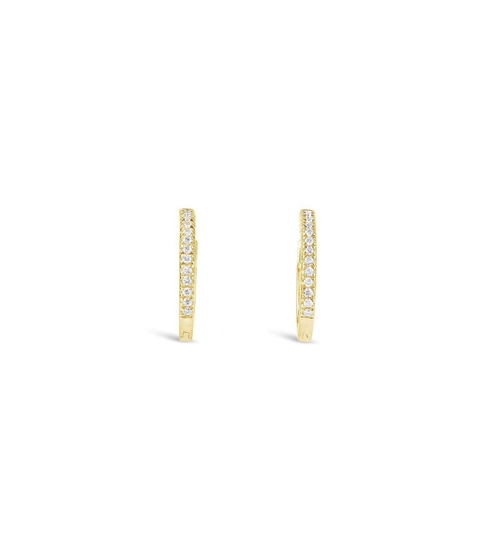 Pave Diamond Huggies-Earrings-Goldhive-14k Yellow Gold-Blue Ruby Jewellery-Vancouver-Canada