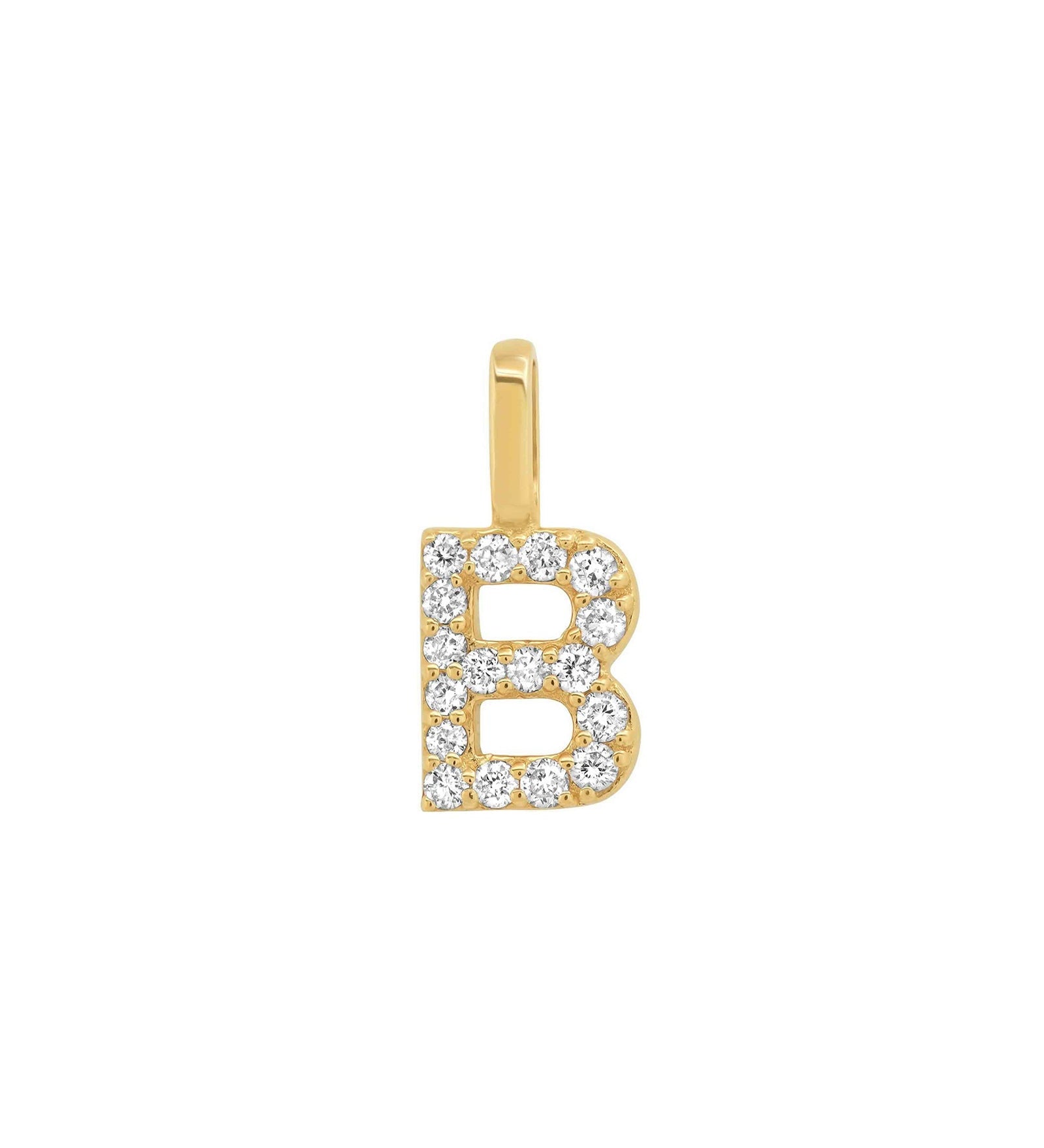 Tai Fine-Pavé Diamond Monogram Pendant-Necklaces-14k Yellow Gold, Diamond-B-Blue Ruby Jewellery-Vancouver Canada