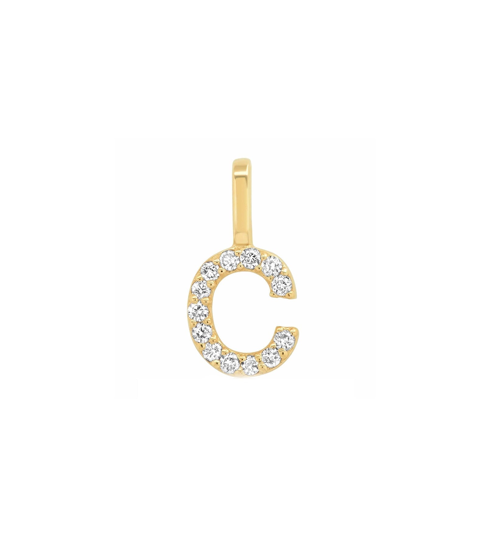 Tai Fine-Pavé Diamond Monogram Pendant-Necklaces-14k Yellow Gold, Diamond-C-Blue Ruby Jewellery-Vancouver Canada
