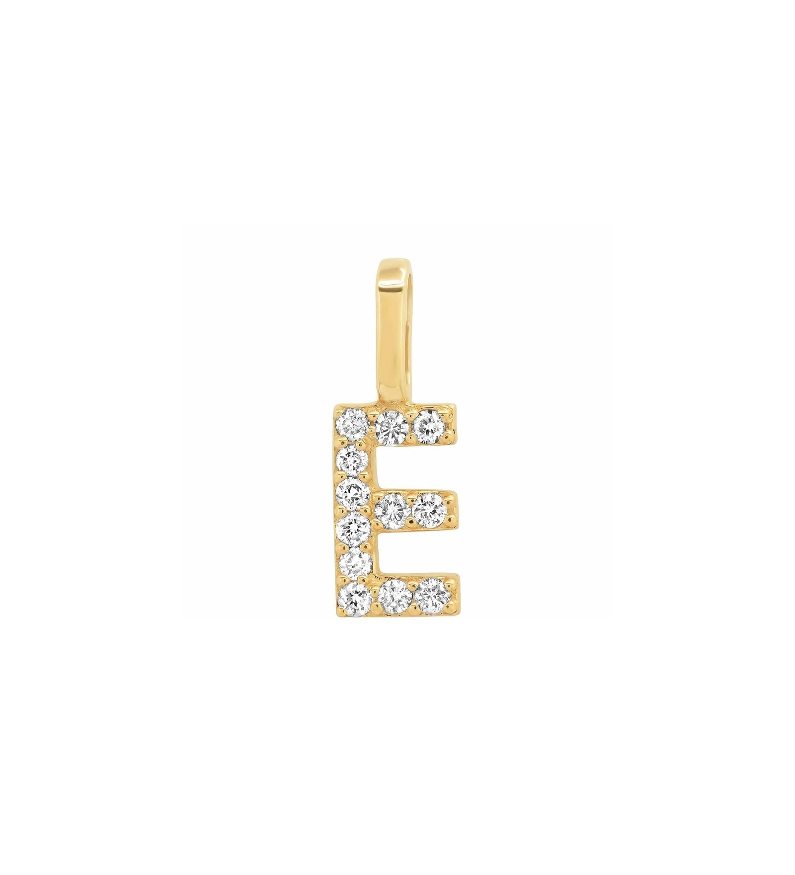 Tai Fine-Pavé Diamond Monogram Pendant-Necklaces-14k Yellow Gold, Diamond-E-Blue Ruby Jewellery-Vancouver Canada