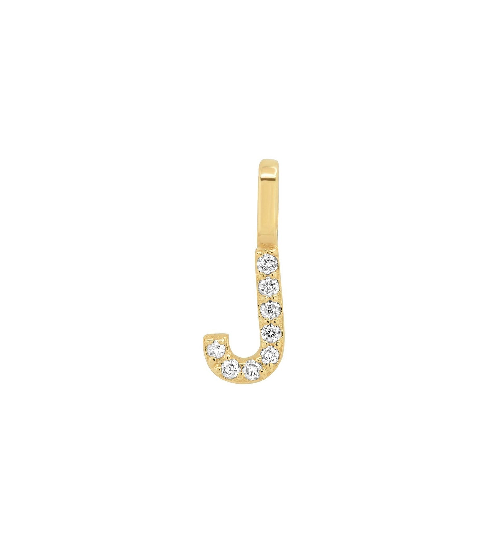 Tai Fine-Pavé Diamond Monogram Pendant-Necklaces-14k Yellow Gold, Diamond-J-Blue Ruby Jewellery-Vancouver Canada