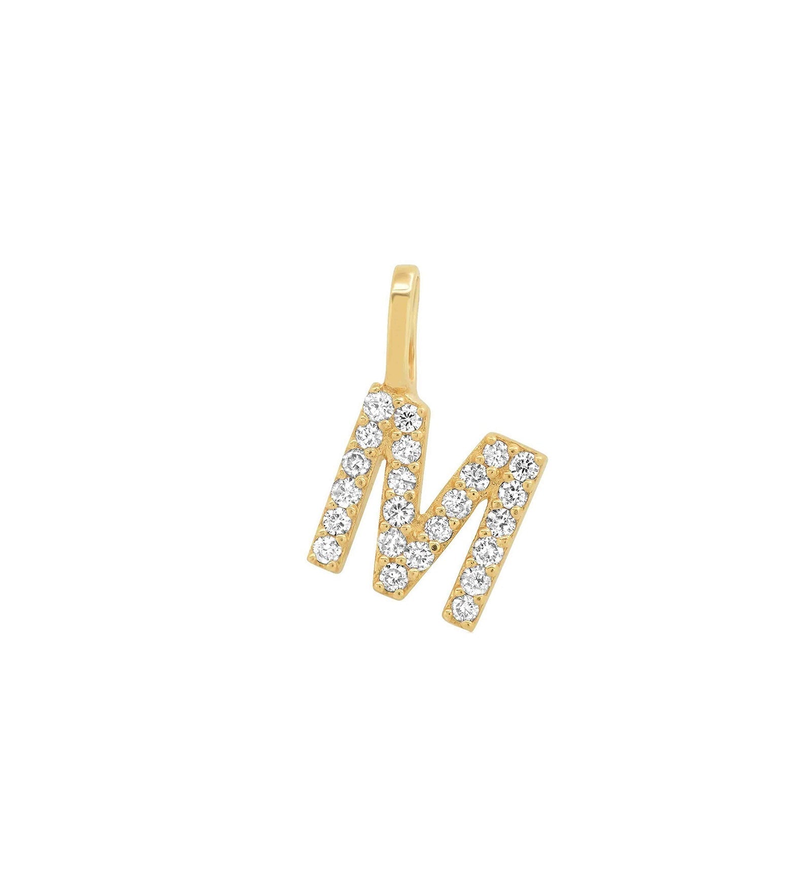 Tai Fine-Pavé Diamond Monogram Pendant-Necklaces-14k Yellow Gold, Diamond-M-Blue Ruby Jewellery-Vancouver Canada