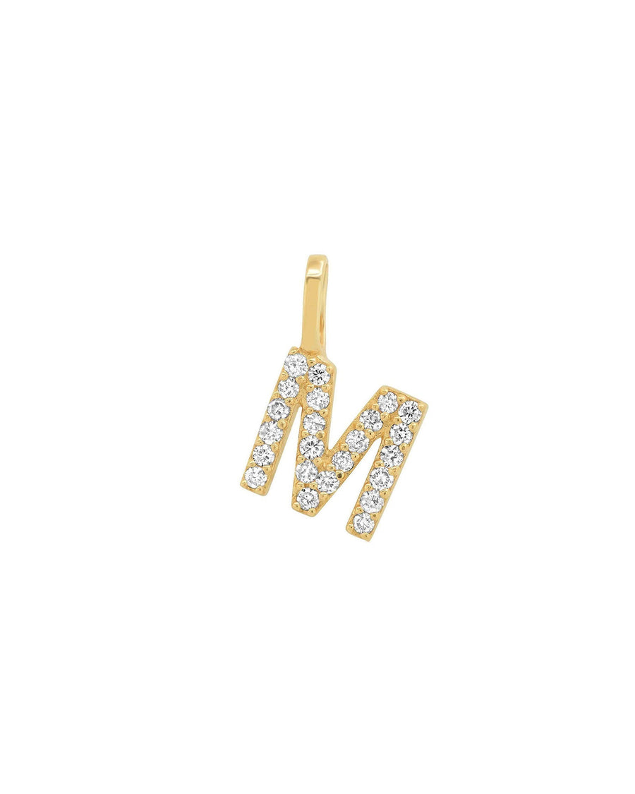 Tai Fine-Pavé Diamond Monogram Pendant-Necklaces-14k Yellow Gold, Diamond-M-Blue Ruby Jewellery-Vancouver Canada