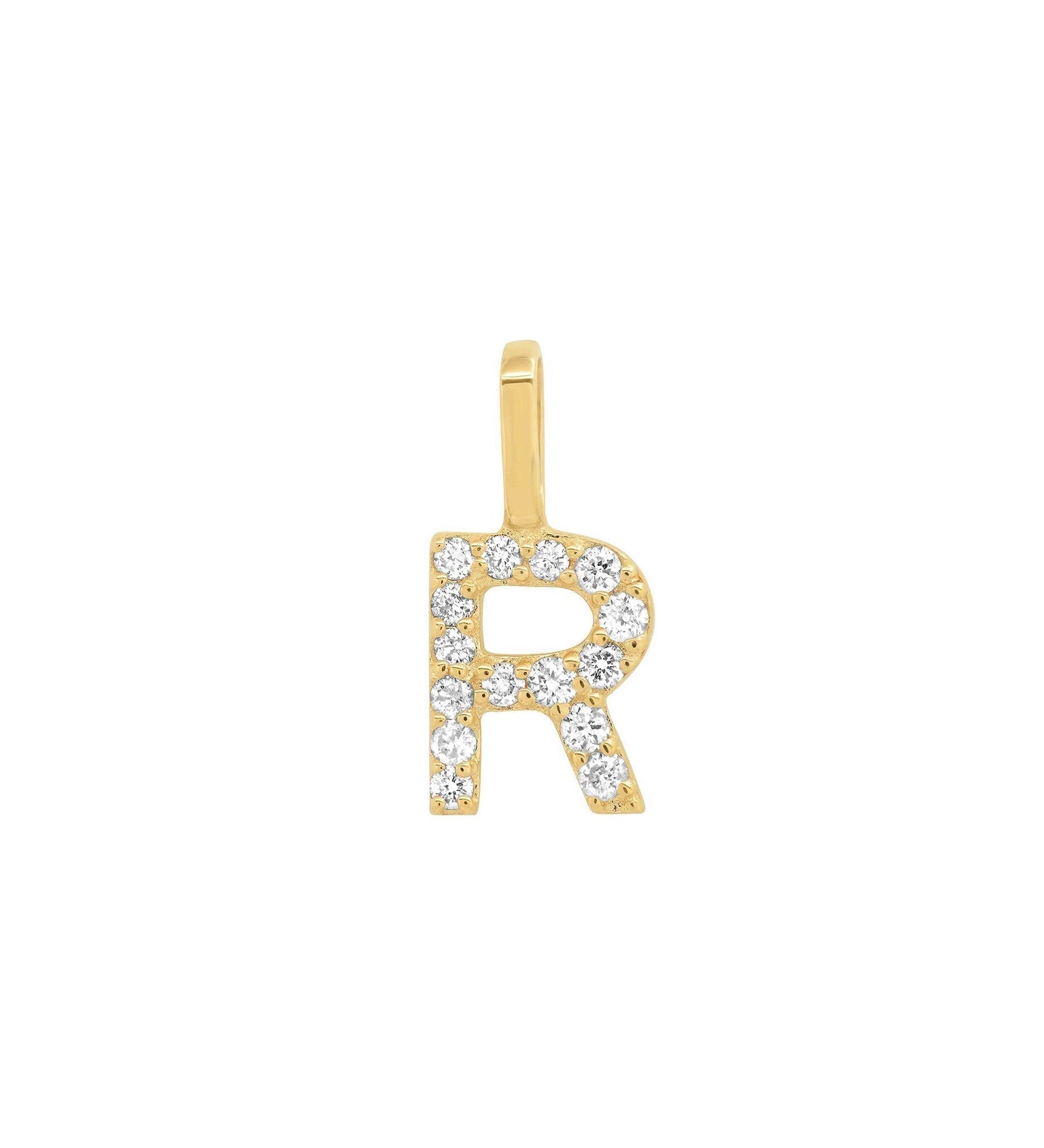 Tai Fine-Pavé Diamond Monogram Pendant-Necklaces-14k Yellow Gold, Diamond-R-Blue Ruby Jewellery-Vancouver Canada