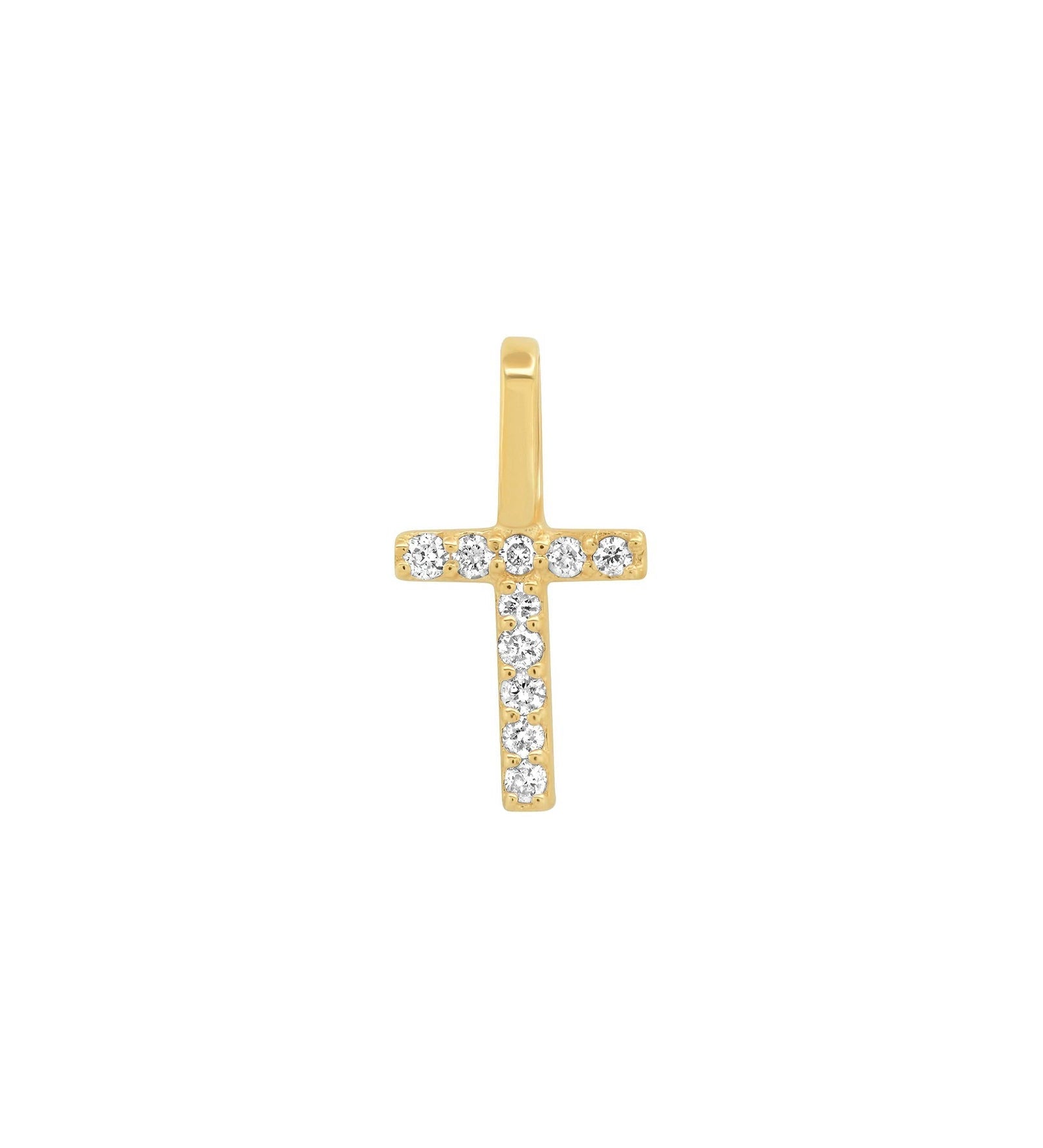 Tai Fine-Pavé Diamond Monogram Pendant-Necklaces-14k Yellow Gold, Diamond-T-Blue Ruby Jewellery-Vancouver Canada