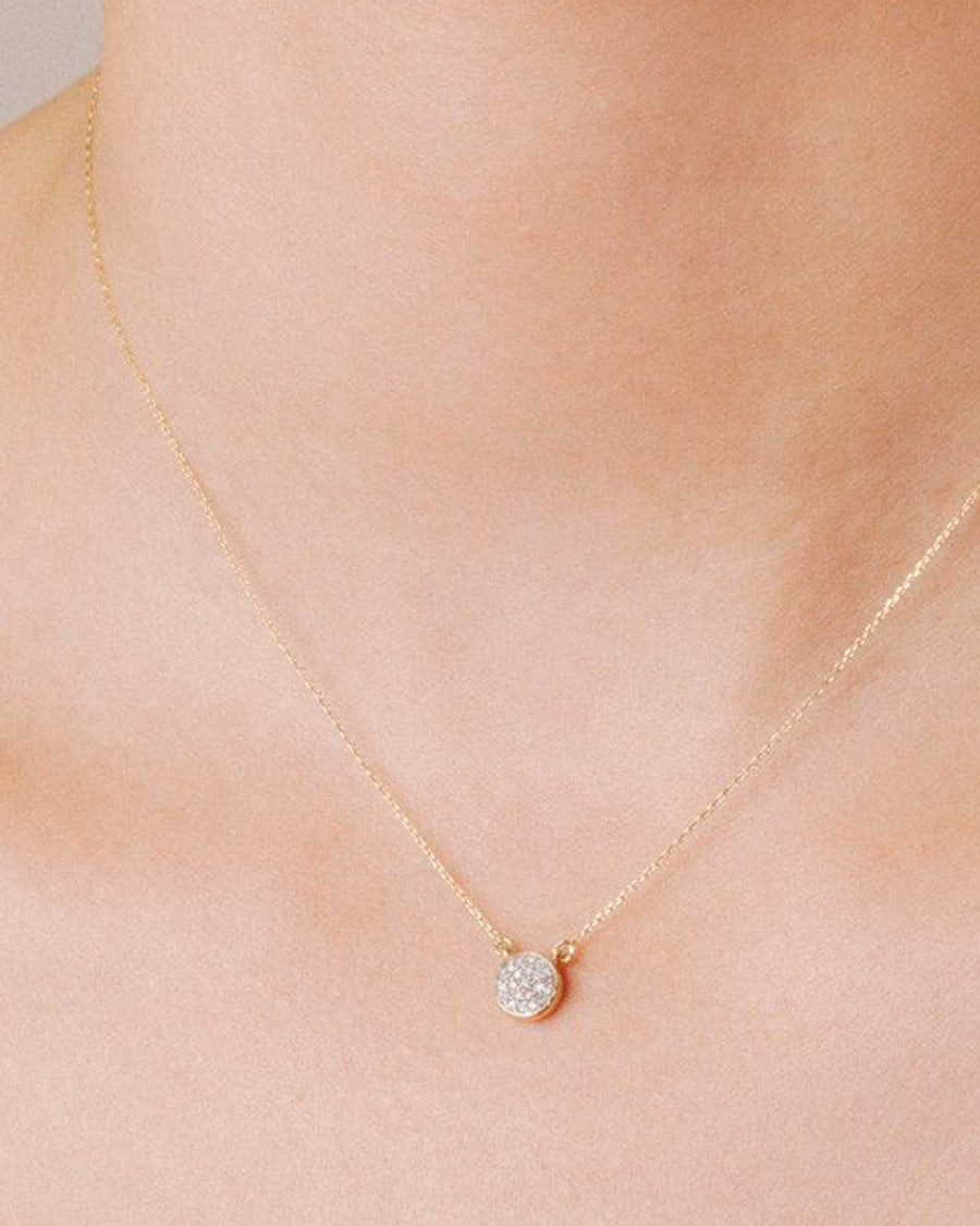Adina Reyter-Pavé Disc Necklace-Necklaces-14k Yellow Gold, Diamond-Blue Ruby Jewellery-Vancouver Canada