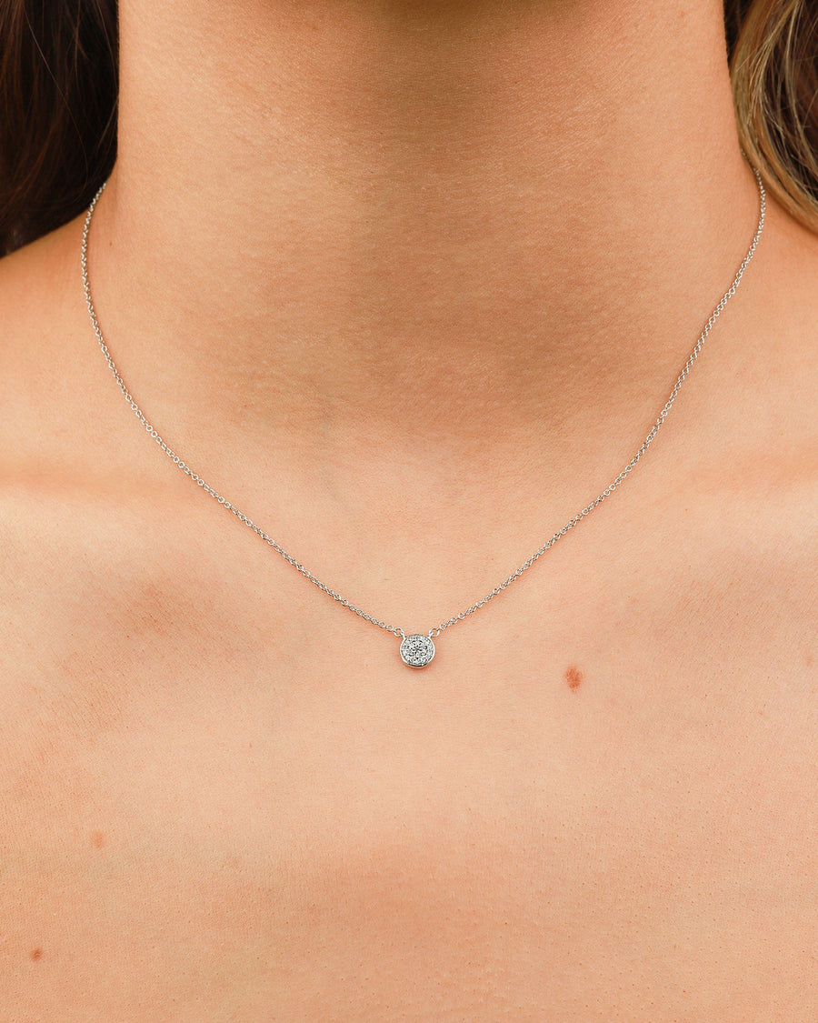 Adina Reyter-Pavé Disc Necklace-Necklaces-Sterling Silver, Diamond-Blue Ruby Jewellery-Vancouver Canada