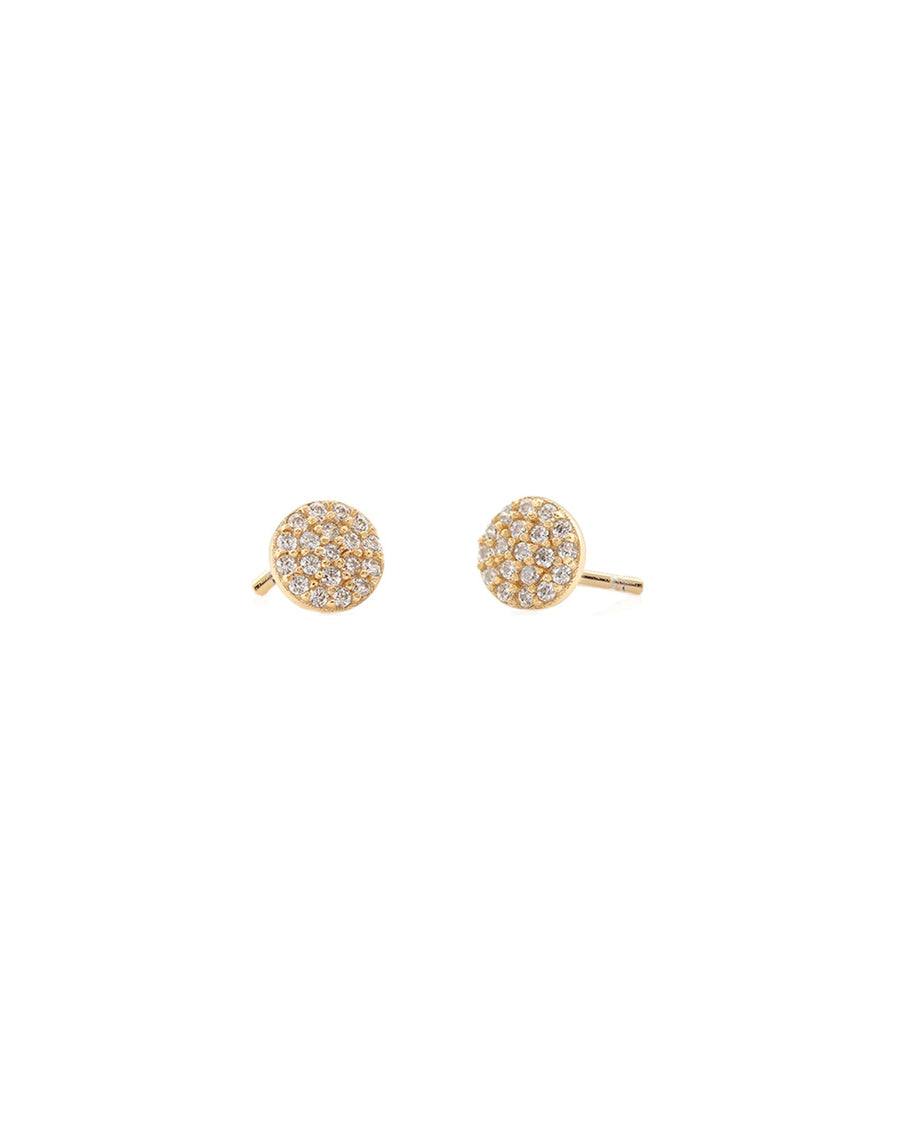 Kris Nations-Pavé Disc Stud Earrings-Earrings-18k Gold Vermeil, Cubic Zirconia-Blue Ruby Jewellery-Vancouver Canada