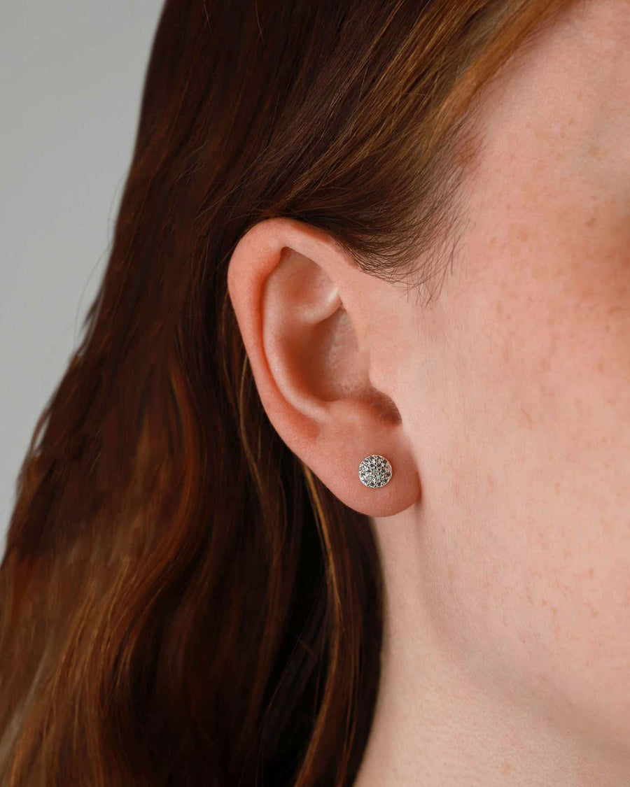 Kris Nations-Pavé Disc Stud Earrings-Earrings-Silver, Cubic Zirconia-Blue Ruby Jewellery-Vancouver Canada