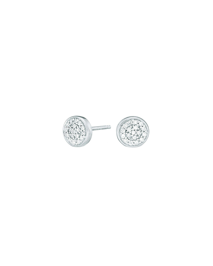 Adina Reyter-Pavé Disc Studs-Earrings-Sterling Silver, Diamond-Blue Ruby Jewellery-Vancouver Canada