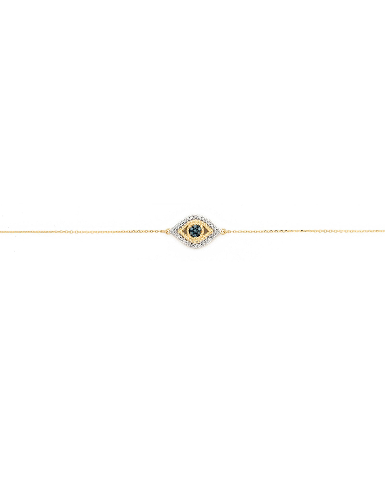 Adina Reyter-Pavé Evil Eye Bracelet-Bracelets-14k Yellow Gold, White and Blue Diamond-Blue Ruby Jewellery-Vancouver Canada