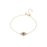 Adina Reyter-Pavé Evil Eye Bracelet-Bracelets-14k Yellow Gold, White and Blue Diamond-Blue Ruby Jewellery-Vancouver Canada