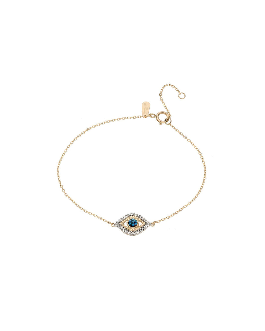 Adina Reyter-Pavé Evil Eye Bracelet-Bracelets-14k Yellow Gold, White and Blue Diamond-Blue Ruby Jewellery-Vancouver Canada
