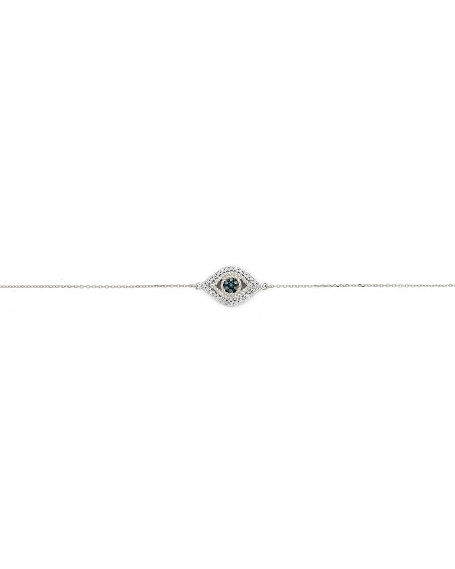 Adina Reyter-Pavé Evil Eye Bracelet-Bracelets-Sterling Silver, White and Blue Diamond-Blue Ruby Jewellery-Vancouver Canada