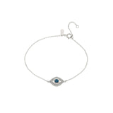 Adina Reyter-Pavé Evil Eye Bracelet-Bracelets-Sterling Silver, White and Blue Diamond-Blue Ruby Jewellery-Vancouver Canada