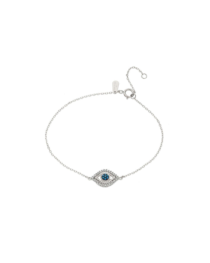 Adina Reyter-Pavé Evil Eye Bracelet-Bracelets-Sterling Silver, White and Blue Diamond-Blue Ruby Jewellery-Vancouver Canada